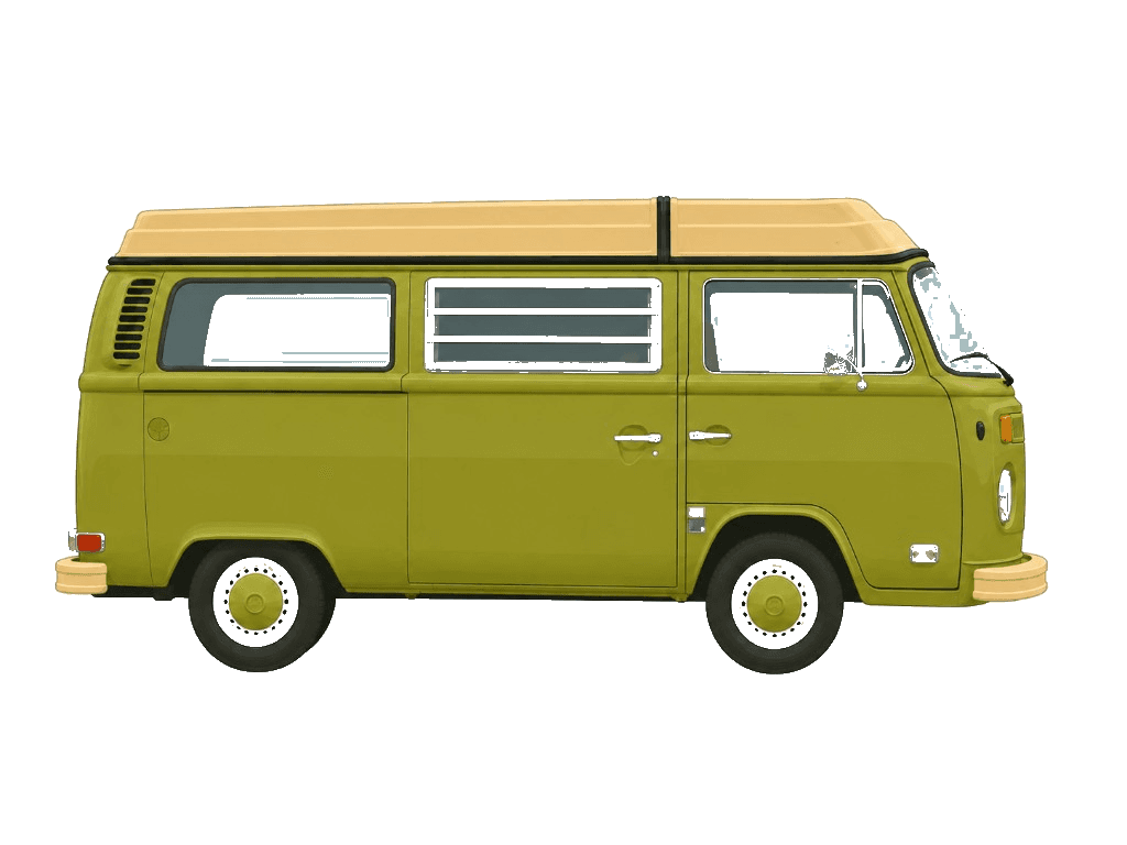 Side profile illustration of Taru, the 1976 VW Westfalia camper van